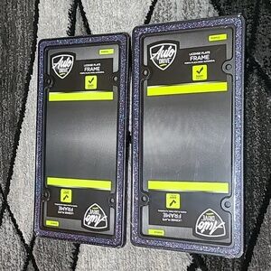 AUTO DRIVE PURPLE GLITTER METAL BLACK STANDARD FIT LICENSE PLATE FRAMES SET